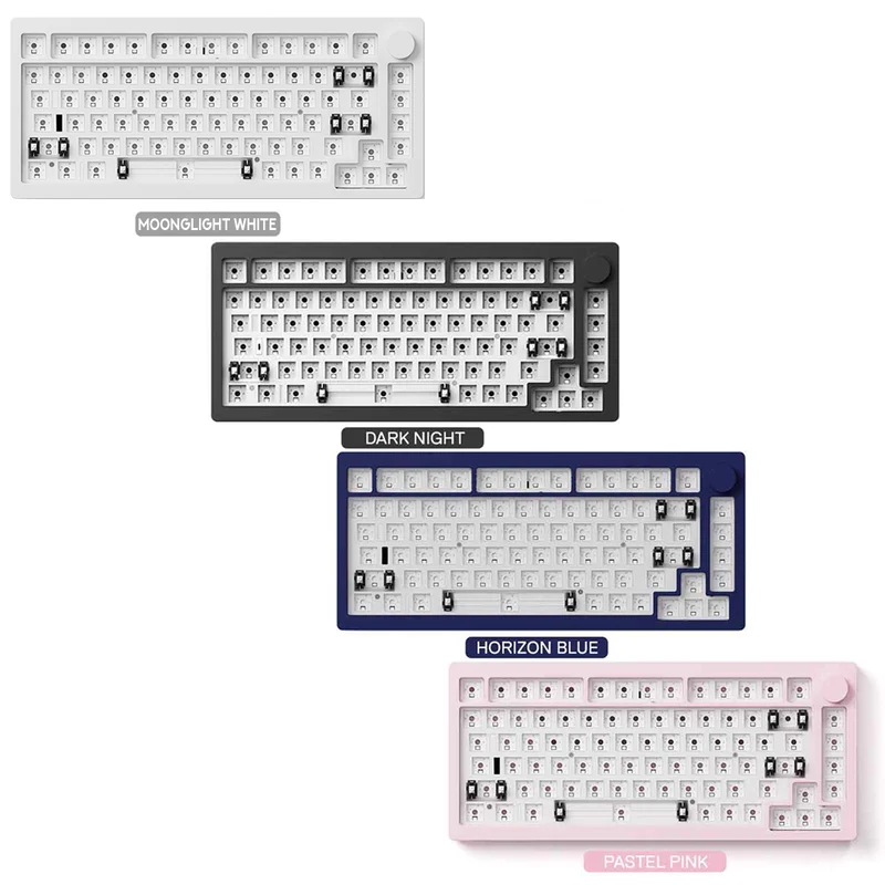 Monsgeek M1 V3 QMK Barebone DIY Kit Aluminum Case RGB Hot-Swappable Mechanical Keyboard (Dark Night, Pastel Pink, Horizon Blue, Moonlight White)