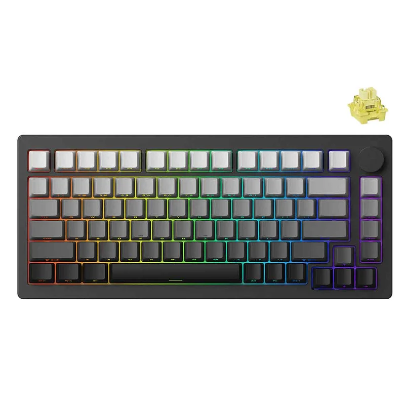 Monsgeek M1W V3 HE-SP Aluminum Case Multi-Mode RGB Mechanical Keyboard (Dark Night) (Akko Cream Yellow Magnetic Switch)