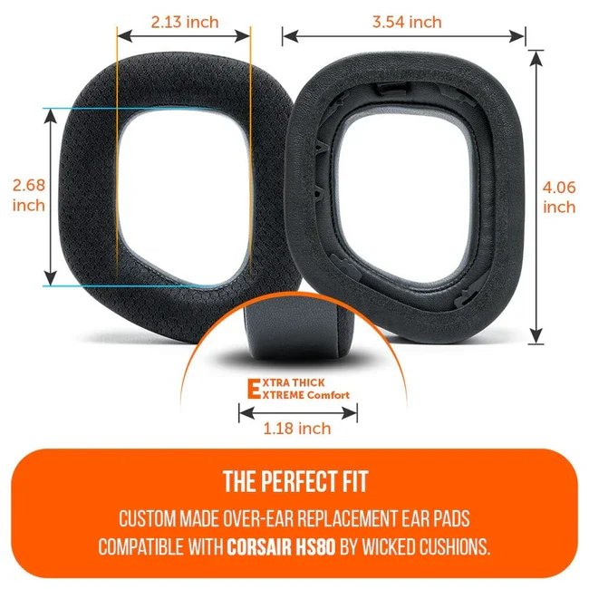 Wicked Cushions Corsair HS80 Earpads - WC FreeZe Cooling Gel (Black, 90s Black , Red Camo, Black Camo)