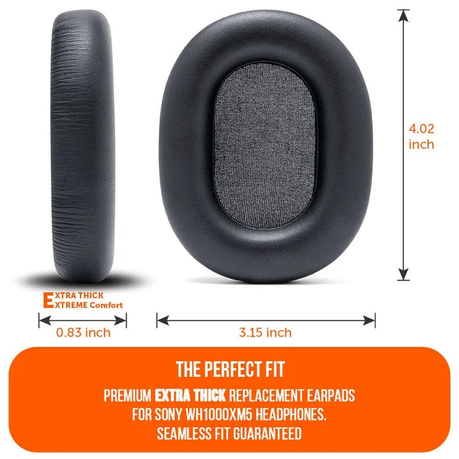 Wicked Cushions Upgraded Sony WH-1000XM5 Replacement Ear Pads (Black, 90s Black, Geo Grey, Silver, Blue, Black Camo)