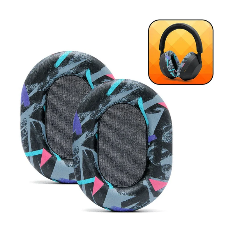 Wicked Cushions Upgraded Sony WH-1000XM5 Replacement Ear Pads (Black, 90s Black, Geo Grey, Silver, Blue, Black Camo)