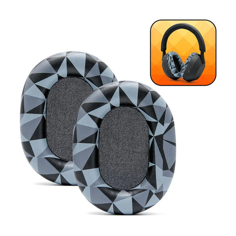 Wicked Cushions Upgraded Sony WH-1000XM5 Replacement Ear Pads (Black, 90s Black, Geo Grey, Silver, Blue, Black Camo)