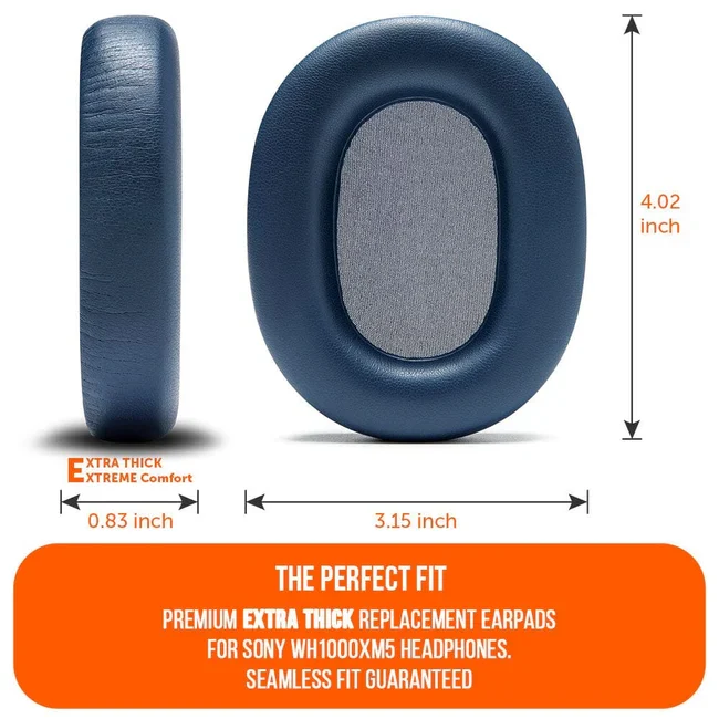 Wicked Cushions Upgraded Sony WH-1000XM5 Replacement Ear Pads (Black, 90s Black, Geo Grey, Silver, Blue, Black Camo)