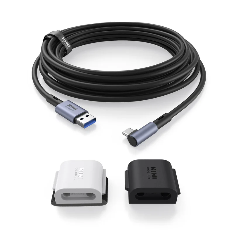 Kiwi Design Link Cable 16Ft (5m) with Cable Clip for Meta Quest 3/ Meta Quest 2/ Meta Quest 1/ Meta Quest Pro/ Pico 4 (Black) (KW-QL105-NEW-US)