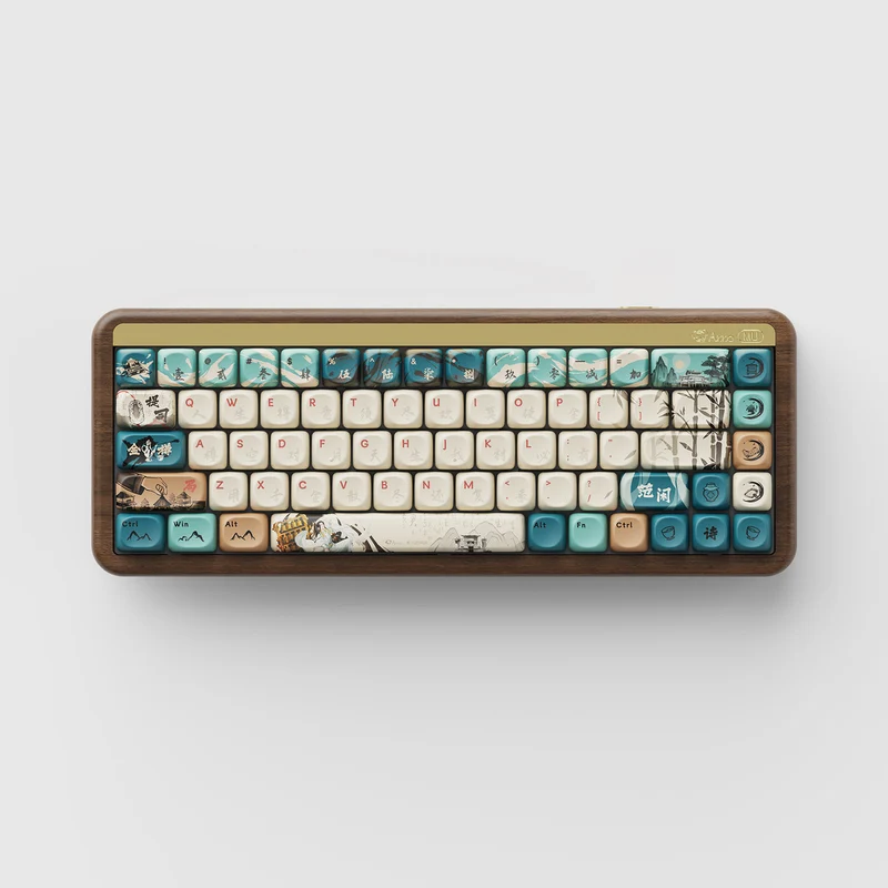 Akko MU01 Joy of Life Walnut Wood Case Multi-Mode RGB Hot-Swappable Mechanical Keyboard (Akko Botany Switch, Akko V3 Piano Pro Switch)