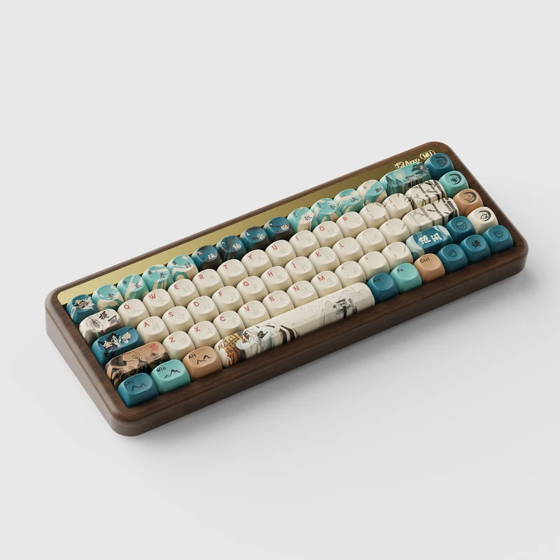 Akko MU01 Joy of Life Walnut Wood Case Multi-Mode RGB Hot-Swappable Mechanical Keyboard (Akko Botany Switch, Akko V3 Piano Pro Switch)