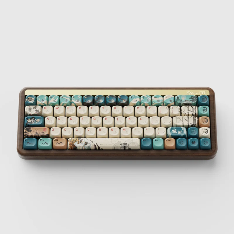 Akko MU01 Joy of Life Walnut Wood Case Multi-Mode RGB Hot-Swappable Mechanical Keyboard (Akko Botany Switch, Akko V3 Piano Pro Switch)