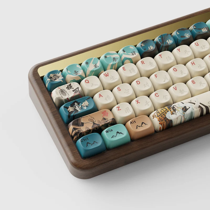 Akko MU01 Joy of Life Walnut Wood Case Multi-Mode RGB Hot-Swappable Mechanical Keyboard (Akko Botany Switch, Akko V3 Piano Pro Switch)
