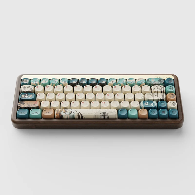 Akko MU01 Joy of Life Walnut Wood Case Multi-Mode RGB Hot-Swappable Mechanical Keyboard (Akko Botany Switch, Akko V3 Piano Pro Switch)