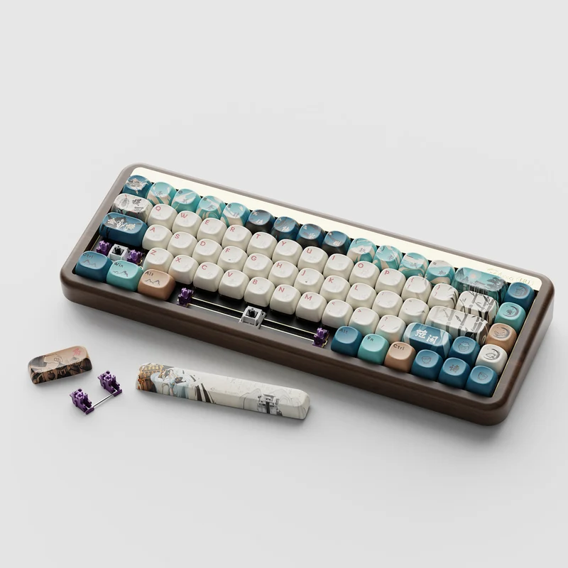 Akko MU01 Joy of Life Walnut Wood Case Multi-Mode RGB Hot-Swappable Mechanical Keyboard (Akko Botany Switch, Akko V3 Piano Pro Switch)