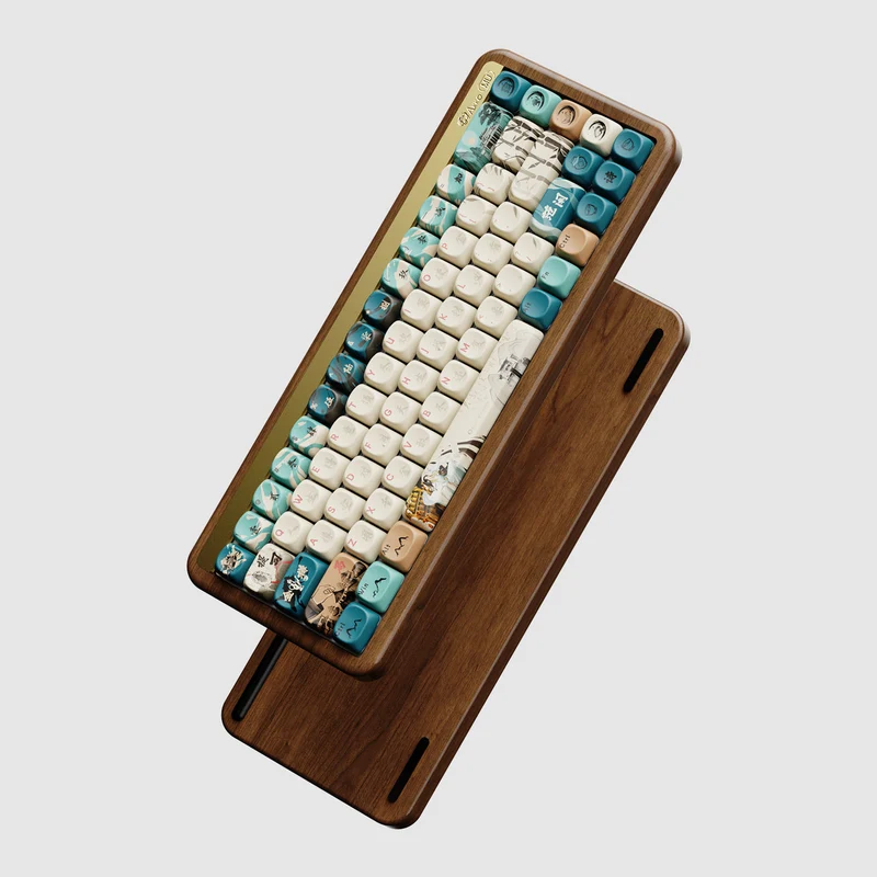 Akko MU01 Joy of Life Walnut Wood Case Multi-Mode RGB Hot-Swappable Mechanical Keyboard (Akko Botany Switch, Akko V3 Piano Pro Switch)