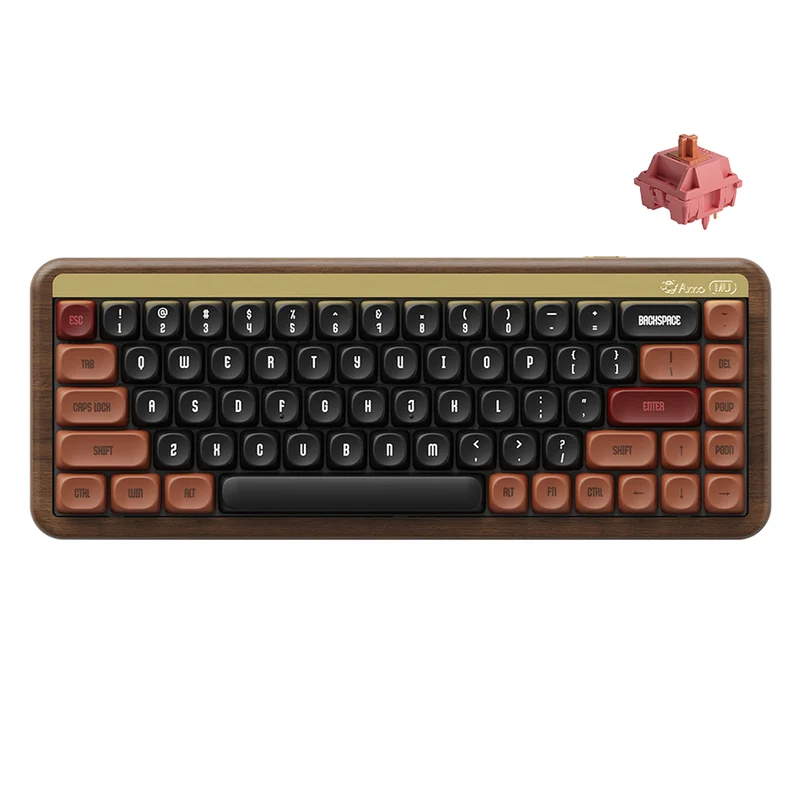 Akko MU01 Autumn Walnut Wood Case Multi-Mode RGB Hot-Swappable Mechanical Keyboard (Akko Rosewood Switch, Akko X TTC Demon Switch)