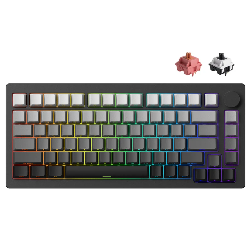 Monsgeek M1W V3 SP Aluminum Case Multi-Mode RGB Hot-Swappable Mechanical Keyboard (Dark Night) (Akko Rosewood Switch, Akko V3 Piano Pro Switch)