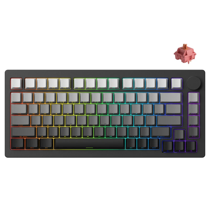 Monsgeek M1W V3 SP Aluminum Case Multi-Mode RGB Hot-Swappable Mechanical Keyboard (Dark Night) (Akko Rosewood Switch, Akko V3 Piano Pro Switch)