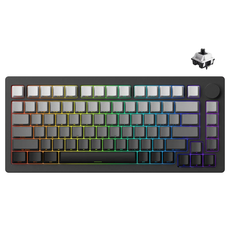 Monsgeek M1W V3 SP Aluminum Case Multi-Mode RGB Hot-Swappable Mechanical Keyboard (Dark Night) (Akko Rosewood Switch, Akko V3 Piano Pro Switch)