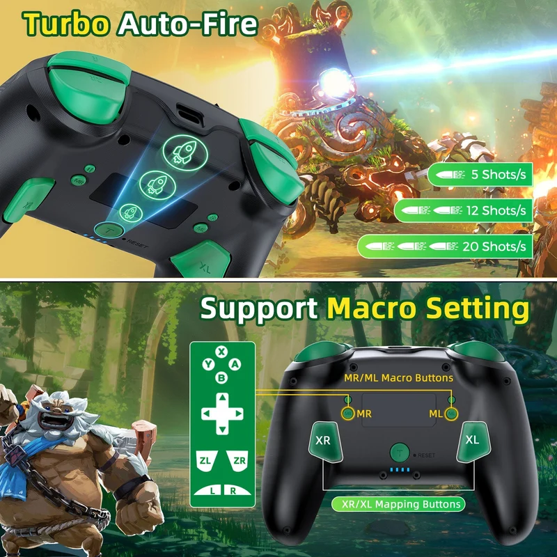 IINE Macro Programming Falcon Zelda Pro Controller for Switch/ Switch OLED (L841)