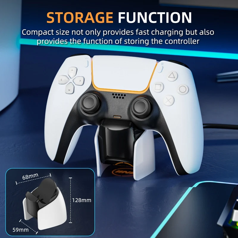 IINE Mini Charging Dock for PS5 DualSense Edge Controller / DualSense Controller (Black/White) (L962)