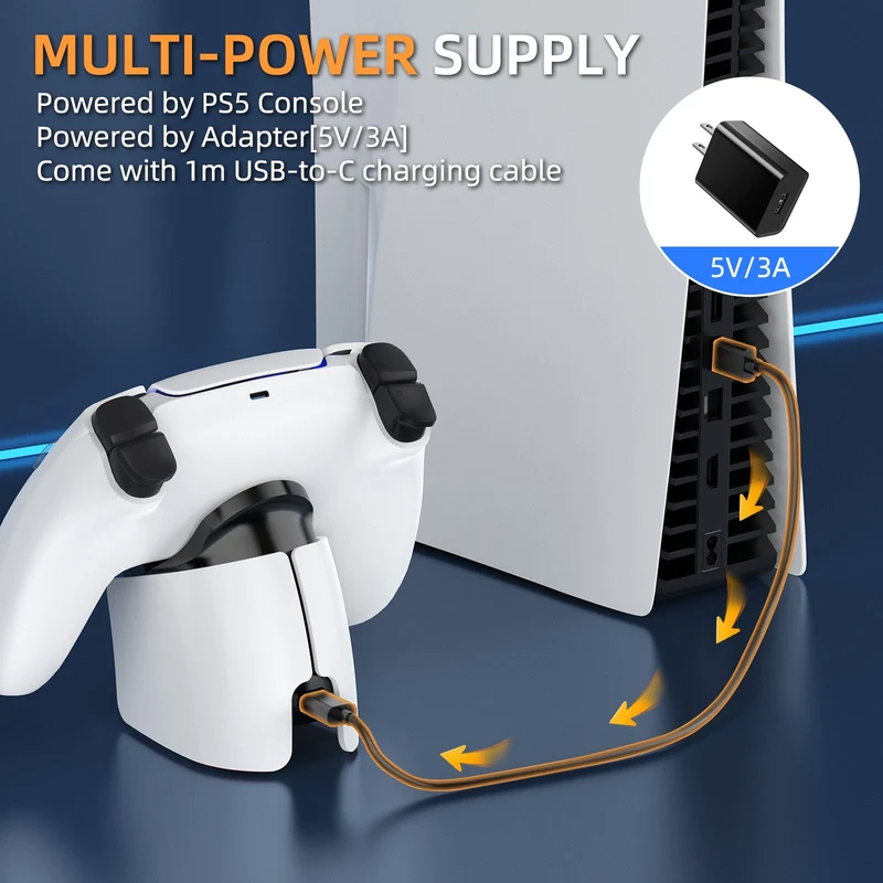 IINE Mini Charging Dock for PS5 DualSense Edge Controller / DualSense Controller (Black/White) (L962)