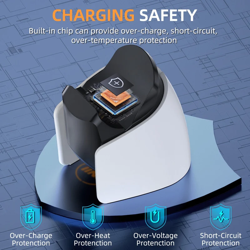 IINE Mini Charging Dock for PS5 DualSense Edge Controller / DualSense Controller (Black/White) (L962)