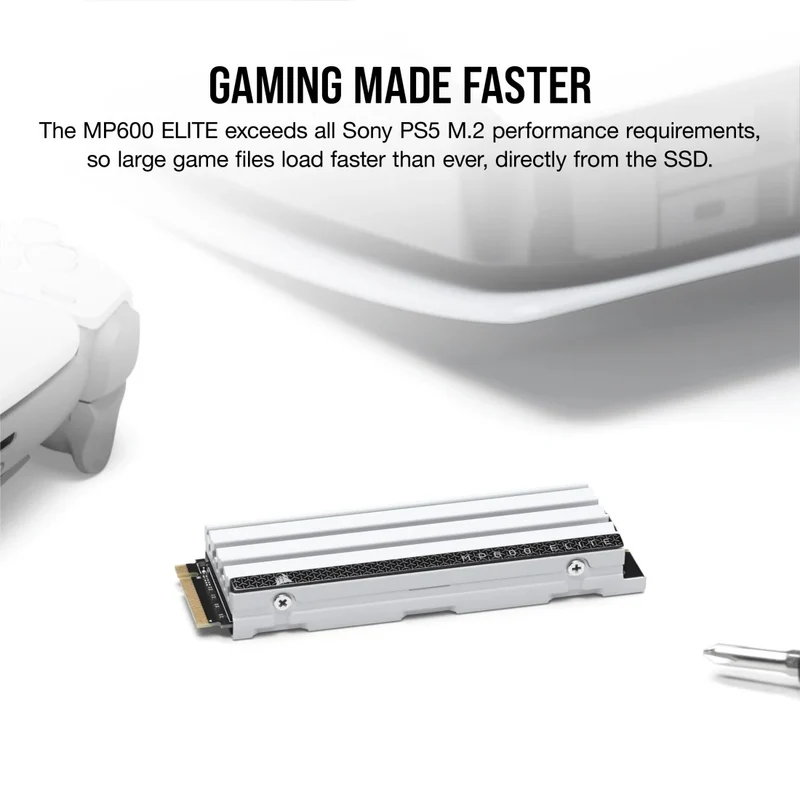 Corsair MP600 Elite PCIe Gen4 x4 NVMe 1.4 M.2 SSD for PS5 (White) (1TB, 2TB)