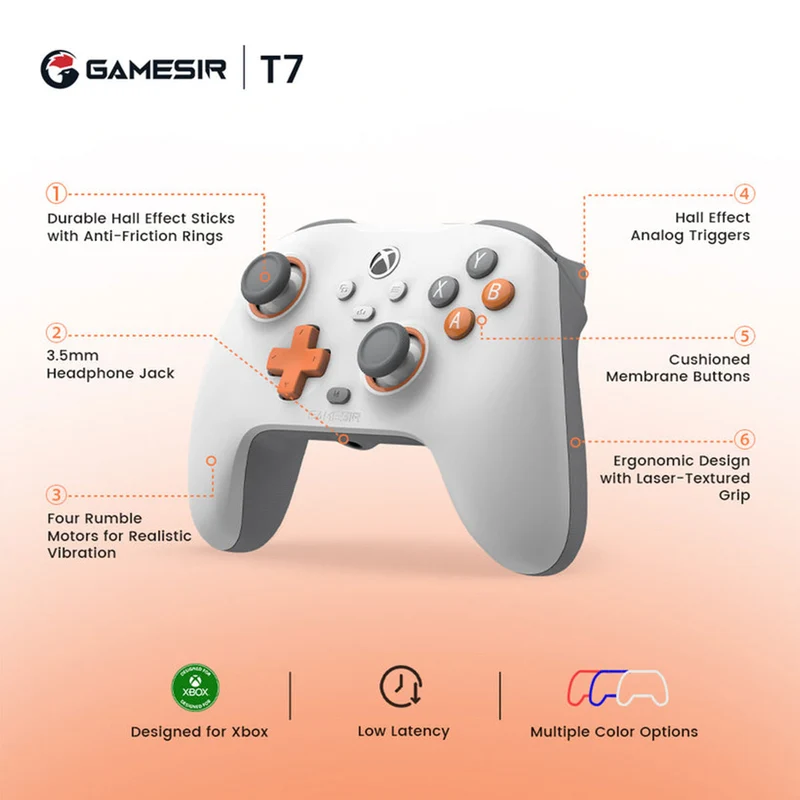 GameSir T7 Wired Controller For Xbox (White, Blue, Red)