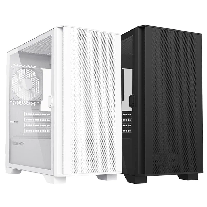 Montech Air 100 Lite Mesh TG Micro-ATX Case (Black, White)