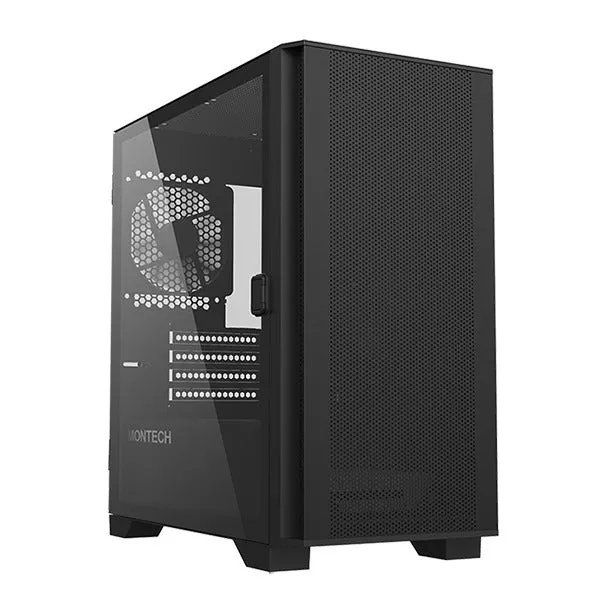 Montech Air 100 Lite Mesh TG Micro-ATX Case (Black, White)