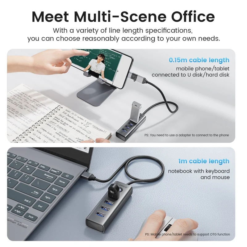 Orico 4 Ports USB 3.0 Hub Ultra-Slim Data USB Hub (PDD4U-U3) (Grey)