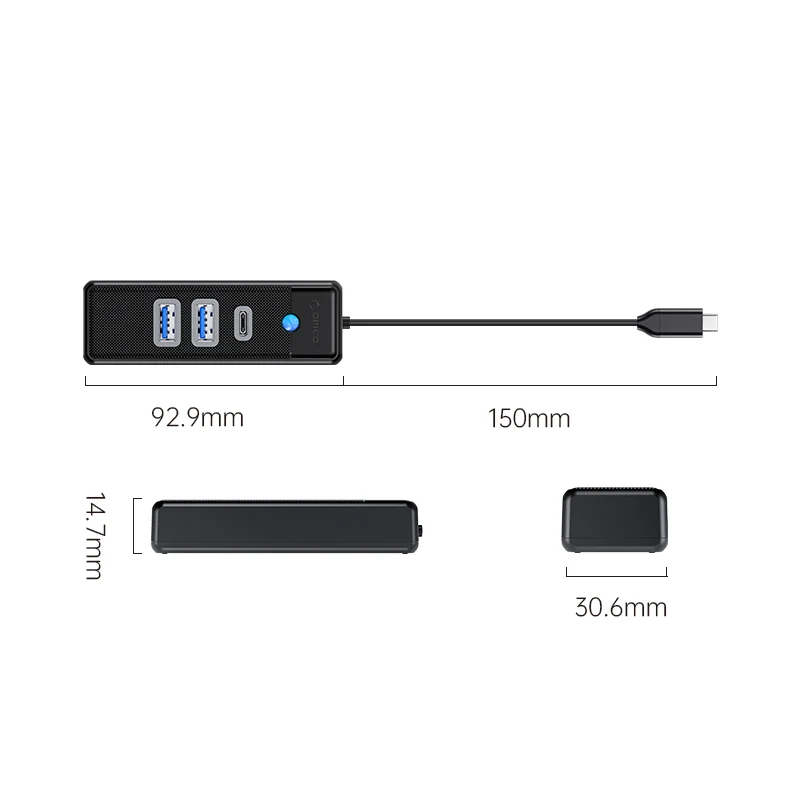 Orico 3-Port USB-C 3.0 Hub (PWC2U-C3) (Black)