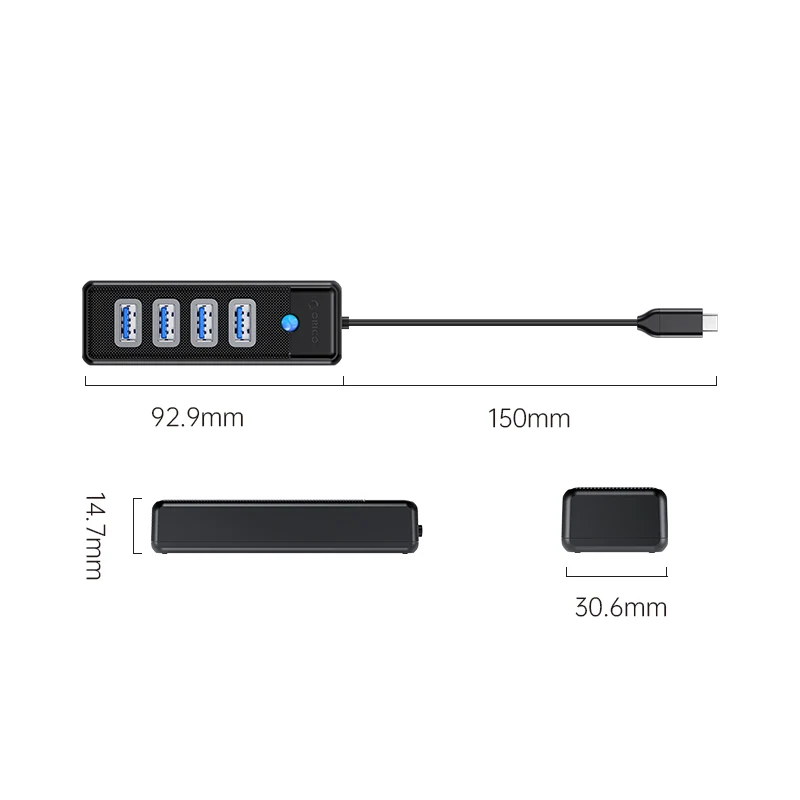 Orico 4 Ports USB3.0 HUB (PW4U-C3) (Black)