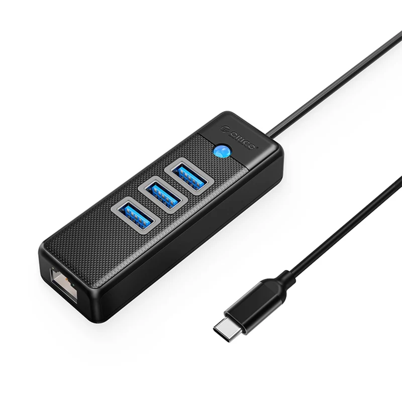 Orico 4-Port USB3.0 Hub with Gigabit Ethernet Port (PW3UR-C3) (Black)