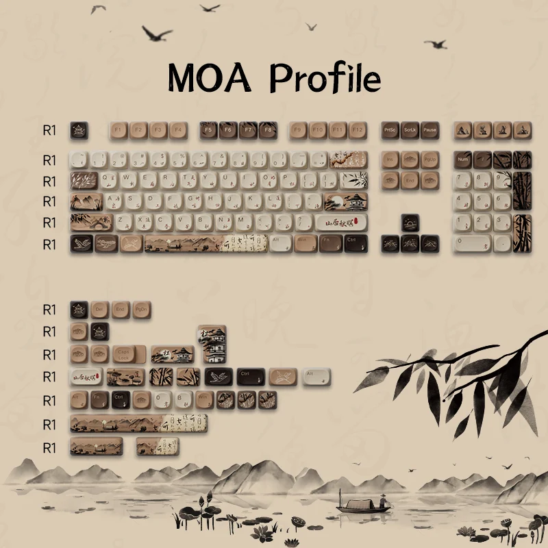 Akko Mountain Seclusion Keycap Set (MOA Profile 140 Keys, Cherry Profile 140 Keys)