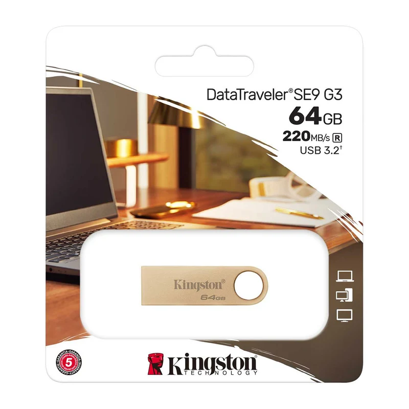 Kingston DataTraveler SE9 G3 USB 3.2 Gen 1 220mb/s Read Type-A USB Flash Drive (64GB, 128GB, 256GB)