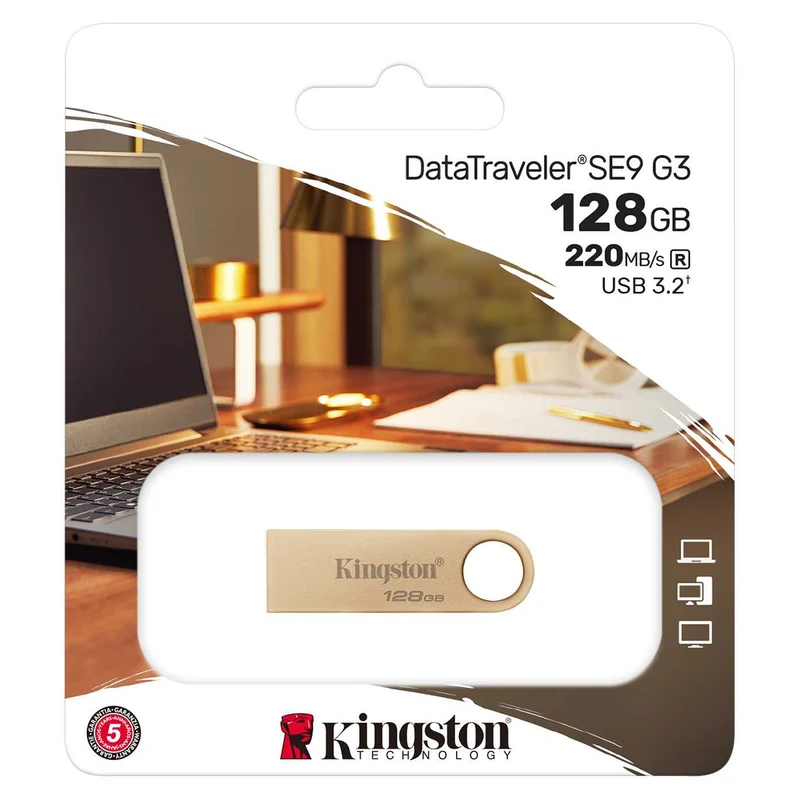 Kingston DataTraveler SE9 G3 USB 3.2 Gen 1 220mb/s Read Type-A USB Flash Drive (64GB, 128GB, 256GB)