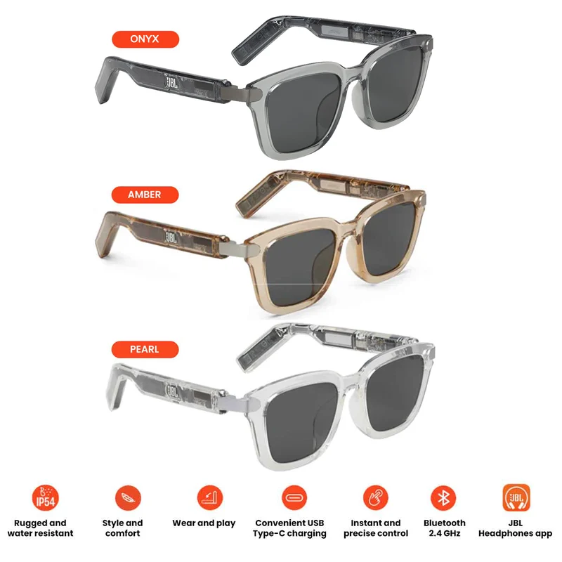 JBL Soundgear Frames Audio Glasses - Square (Onyx, Amber, Pearl)