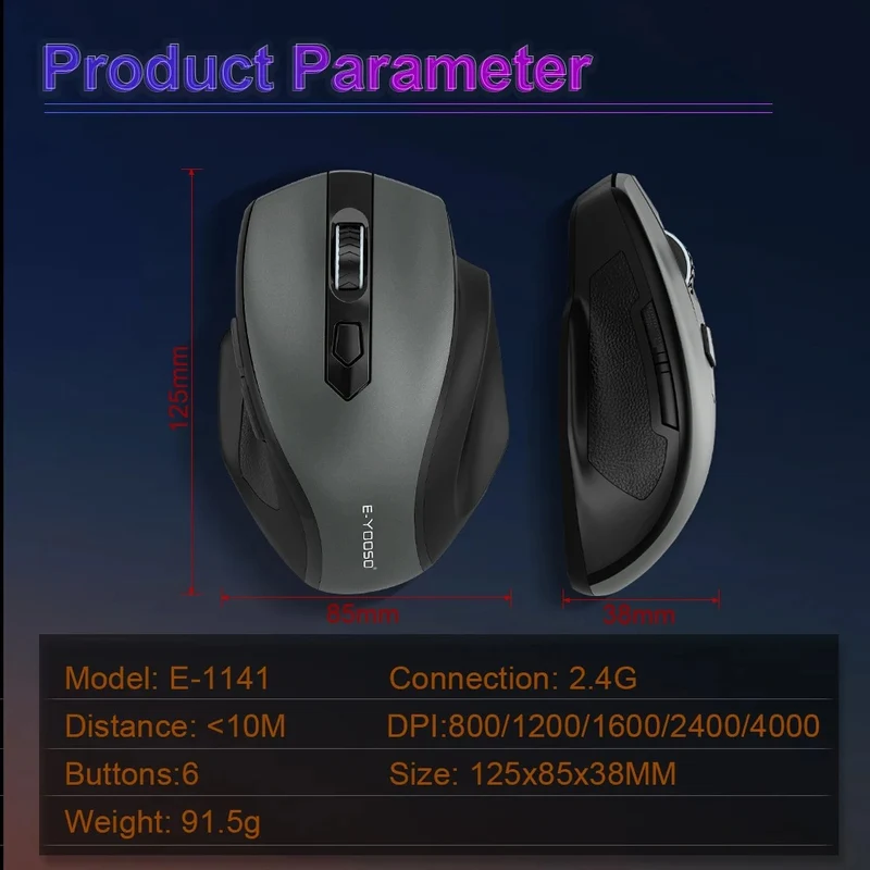 E-Yooso E1141 Wireless Mouse (Black)