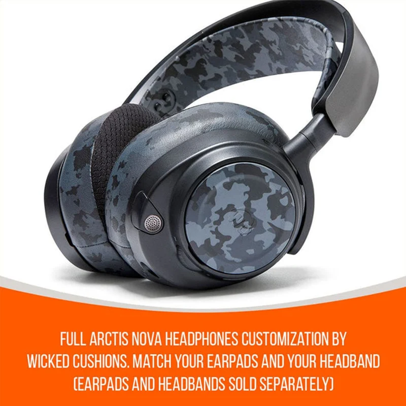 Wicked Cushions WC Side Speaker Plates for Arctis Nova Headsets (Black Camo, Red Camo, 90s Black, 90s White,Snow Camo, Speed Racer,Gold Marble,Navy Tiger,Geo Grey,Emerald Tide,Ivory Tide,The Simulation,Kinetic Wave, RandomFrankP,Leopard, Sage Gold Marble)