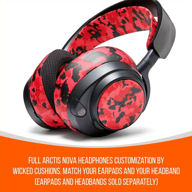 Wicked Cushions WC Side Speaker Plates for Arctis Nova Headsets (Black Camo, Red Camo, 90s Black, 90s White,Snow Camo, Speed Racer,Gold Marble,Navy Tiger,Geo Grey,Emerald Tide,Ivory Tide,The Simulation,Kinetic Wave, RandomFrankP,Leopard, Sage Gold Marble)