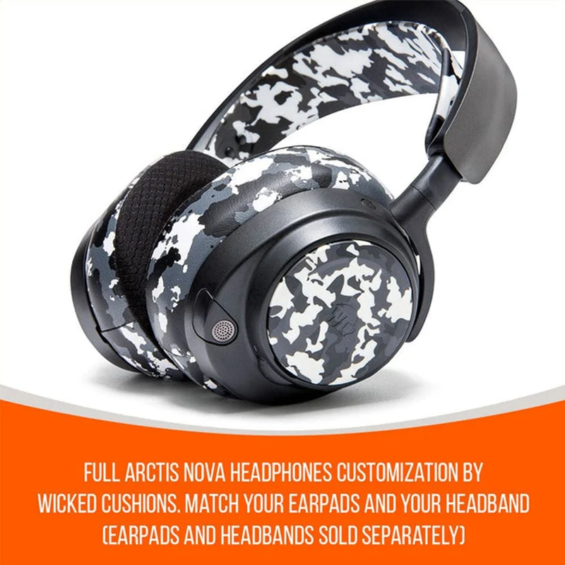 Wicked Cushions WC Side Speaker Plates for Arctis Nova Headsets (Black Camo, Red Camo, 90s Black, 90s White,Snow Camo, Speed Racer,Gold Marble,Navy Tiger,Geo Grey,Emerald Tide,Ivory Tide,The Simulation,Kinetic Wave, RandomFrankP,Leopard, Sage Gold Marble)
