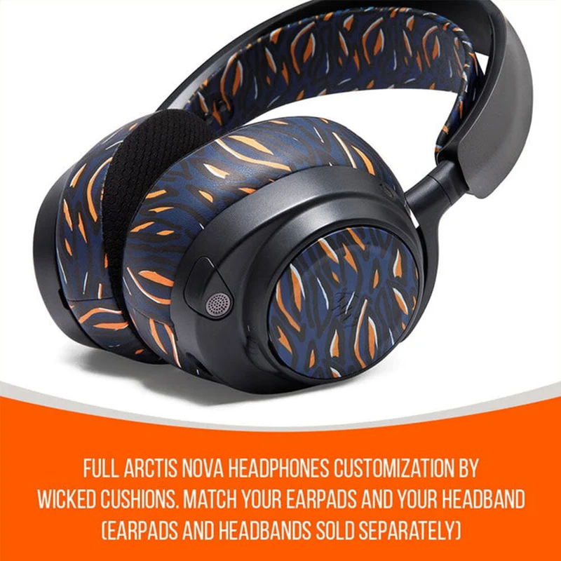 Wicked Cushions WC Side Speaker Plates for Arctis Nova Headsets (Black Camo, Red Camo, 90s Black, 90s White,Snow Camo, Speed Racer,Gold Marble,Navy Tiger,Geo Grey,Emerald Tide,Ivory Tide,The Simulation,Kinetic Wave, RandomFrankP,Leopard, Sage Gold Marble)