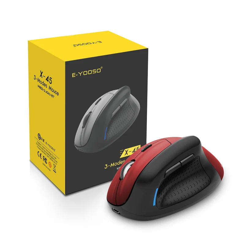 E-Yooso X-45 Tri-Mode Mouse (Red/Black, Black)