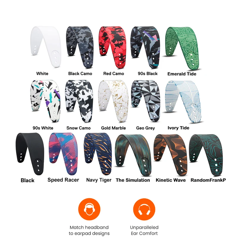 Wicked Cushions WC Silicone HeadbandZ for Arctis Nova Headsets (90s Black, White, Black Camo, Red Camo, 90s White, Snow Camo, Gold Marble, Geo Grey, Black, Speed Racer, Navy Tiger, Emerald Tide, Ivory Tide, The Simulation, Kinetic Wave, RandomFrankP)