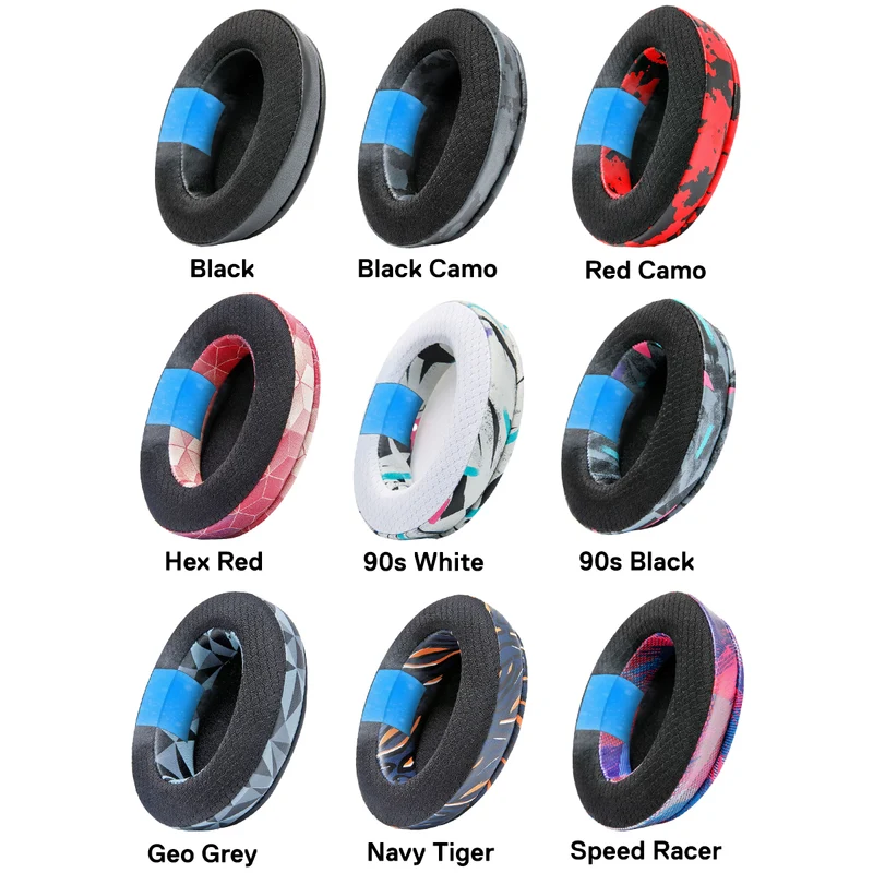 Wicked Cushions Arctis Nova Earpads (Compatible w/ Arctis Nova 1/1P/1X, 3, 4/4P/4X, 5/5P/5X, 7/7P/7X, Nova Pro Wired) - WC FreeZe Cooling Gel (Black, Black Camo, Red Camo, Speed Racer, Hex Red, 90s White, 90s Black, Navy Tiger, Geo Grey)