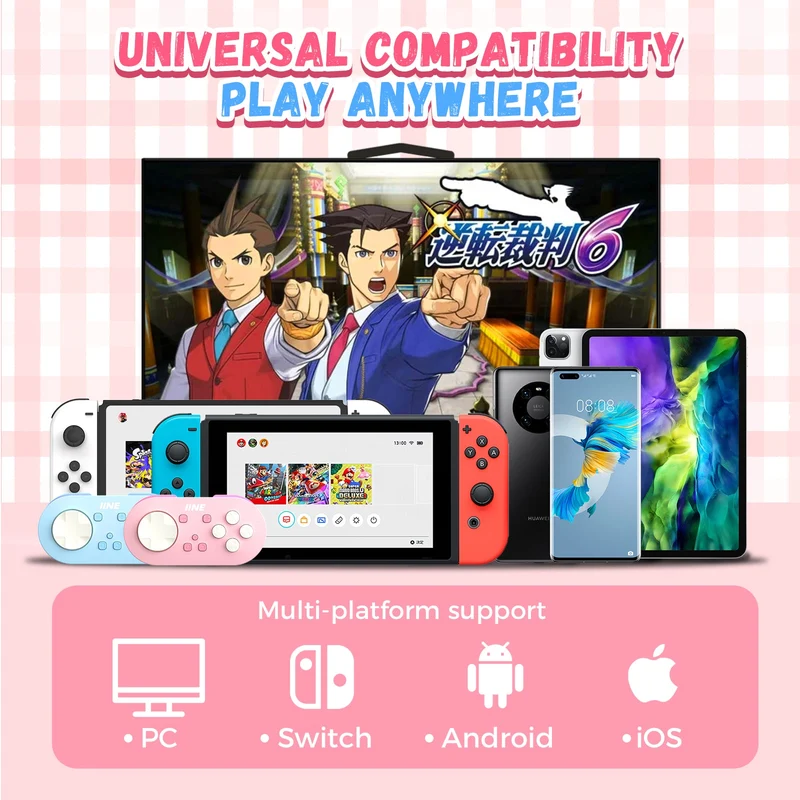 IINE Pocket Game Controller (Pink, Blue)