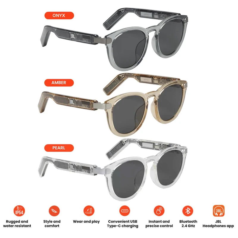 JBL Soundgear Frames Audio Glasses - Round (Onyx, Amber, Pearl)