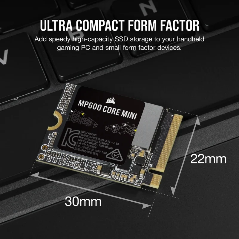 Corsair MP600 Core Mini 1TB PCIe 4.0 Gen4 x4 NVME M.2 2230 SSD (CSSD-F1000GBMP600CMN)
