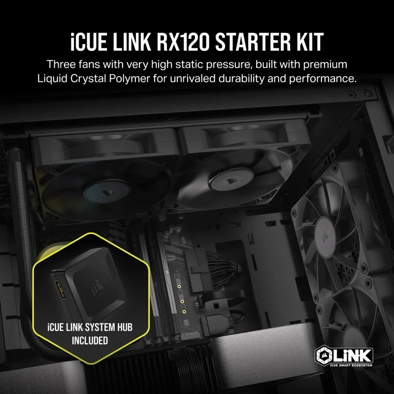Corsair iCue Link RX120 120mm PWM Fan Triple Starter Kit (Black)