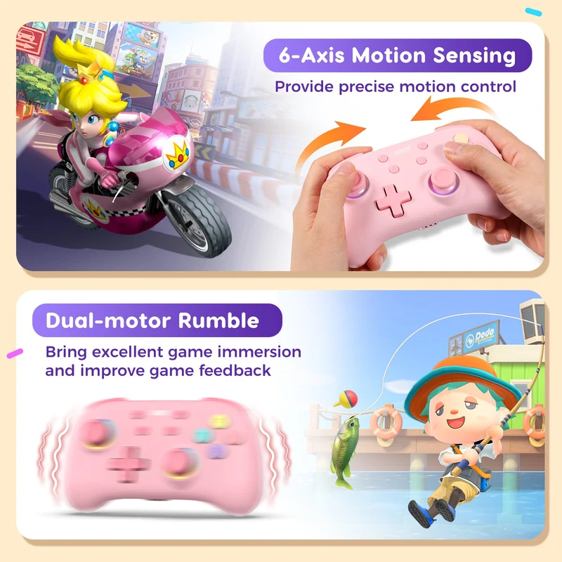 IINE Candy Pop Mini Controller for Switch/ Android/ iOS/ PC (Macaron Pink, Macaron Purple)
