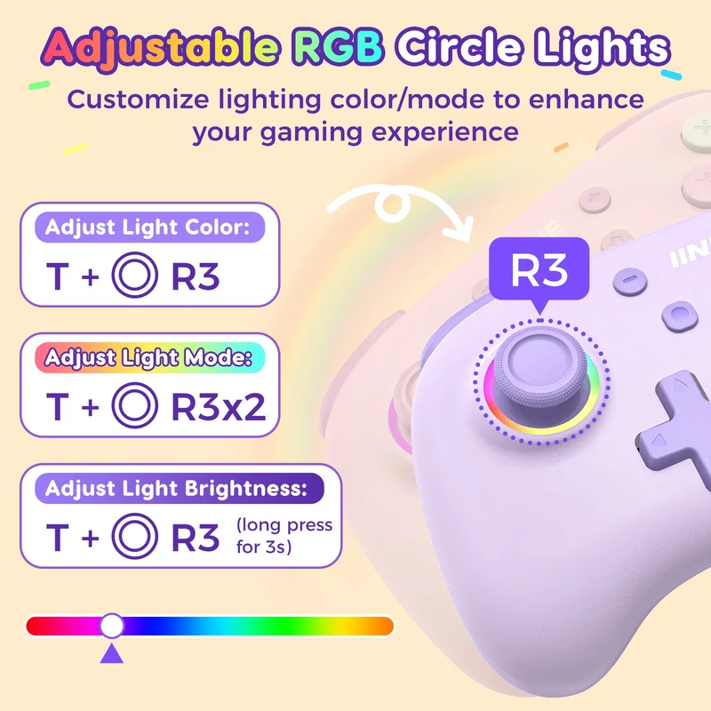 IINE Candy Pop Mini Controller for Switch/ Android/ iOS/ PC (Macaron Pink, Macaron Purple)