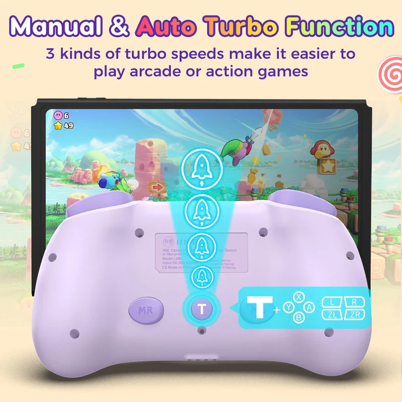 IINE Candy Pop Mini Controller for Switch/ Android/ iOS/ PC (Macaron Pink, Macaron Purple)